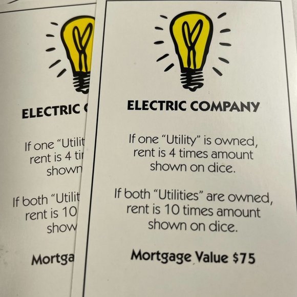 Monopoly Here Now Electric Company Property Title Deed Card Replacement 2008 u - Picture 4 of 5